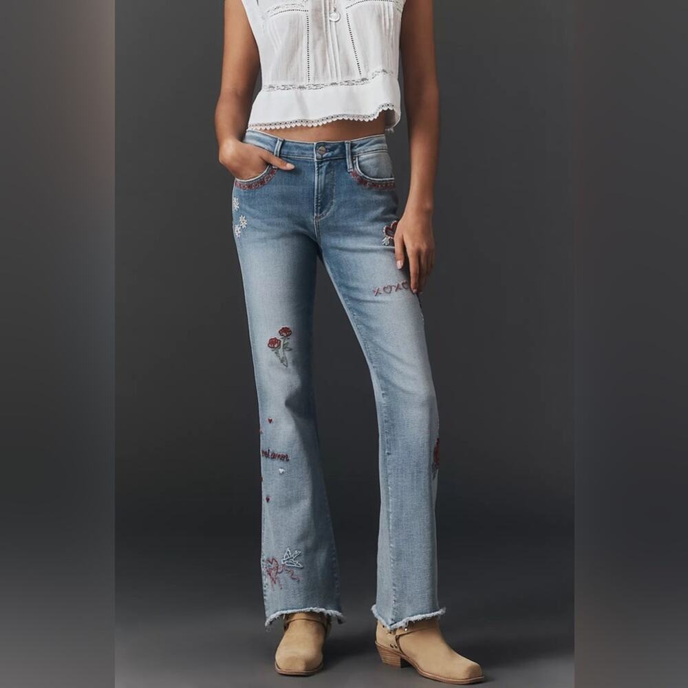 Driftwood Eva Love Letters Heart Embroidered Jeans